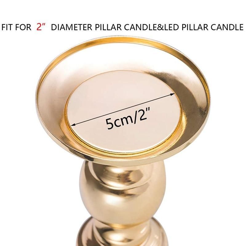 Set of 2 Candlestick Metal Pillar Candle Holders, Wedding Centerpieces Candlestick Holders for Candles Stand Gold