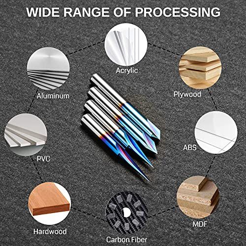 Genmitsu CNC Wood Carving Router Bits Set 14 Shank 4 PCS 15