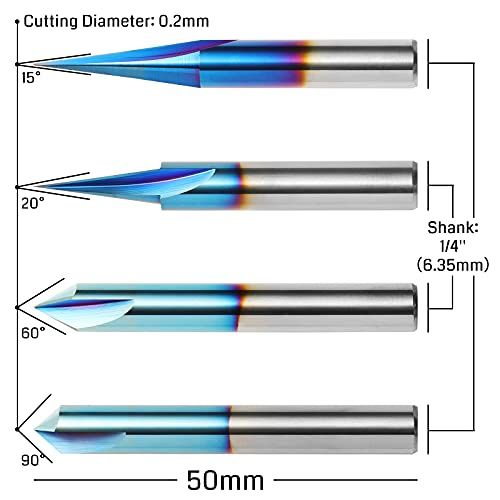 Genmitsu CNC Wood Carving Router Bits Set 14 Shank 4 PCS 15