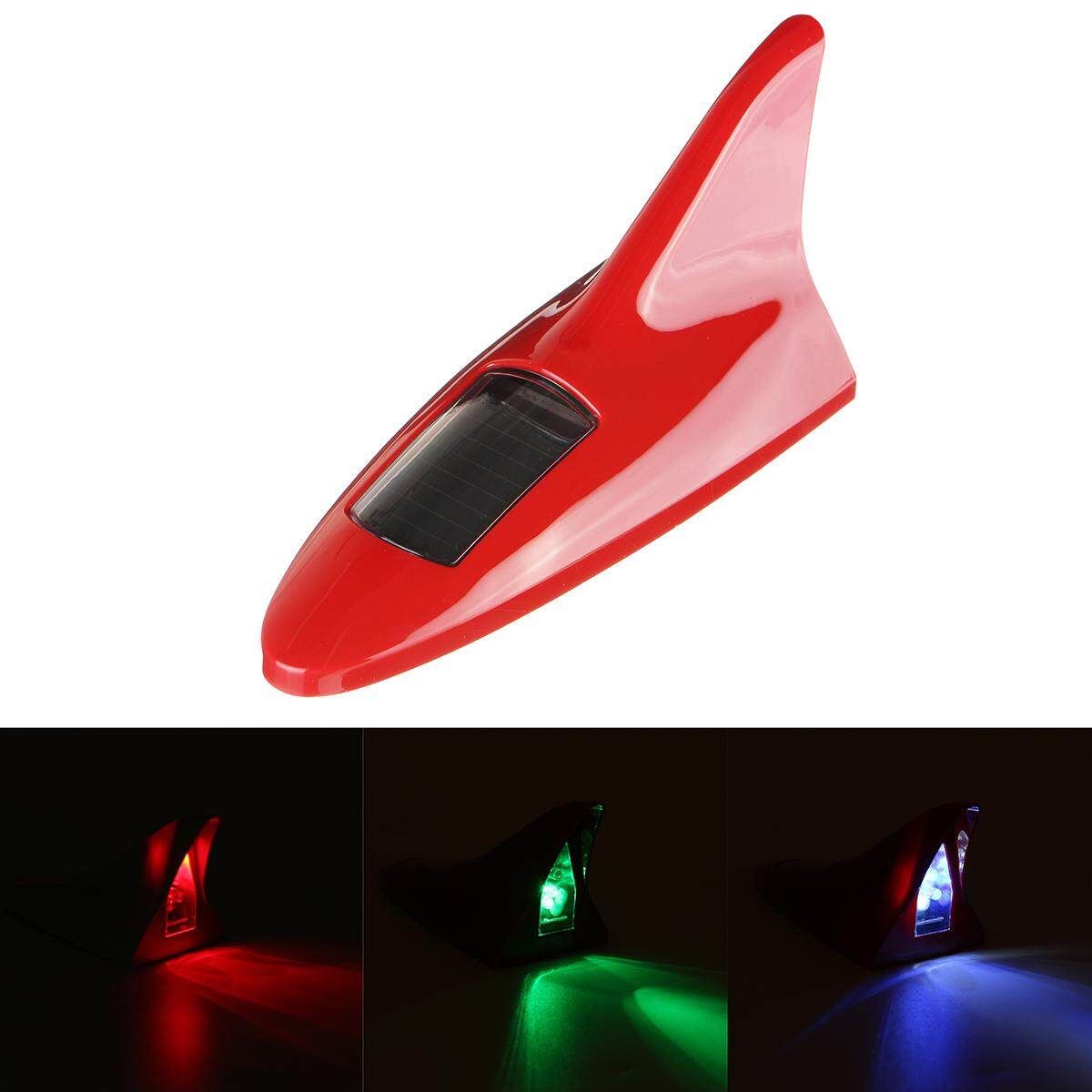 (RED-Solar Powered) 12led Wireless Automatical LED Car Shark Fin Roof Lamp Flashing Warning Strobe Light-11 Modes W/ Light Control & Micro-vibration Sensing System