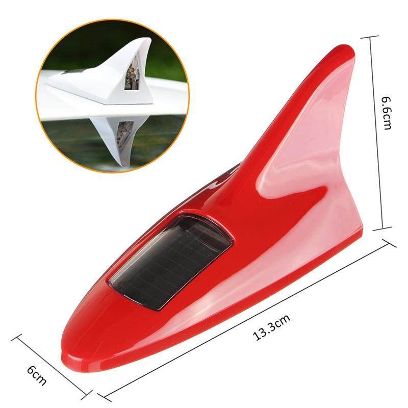(RED-Solar Powered) 12led Wireless Automatical LED Car Shark Fin Roof Lamp Flashing Warning Strobe Light-11 Modes W/ Light Control & Micro-vibration Sensing System