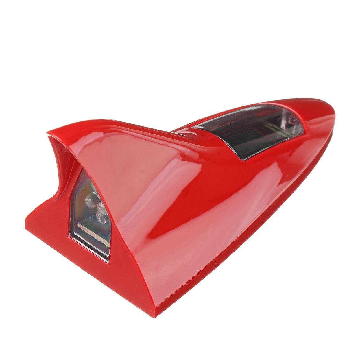 (RED-Solar Powered) 12led Wireless Automatical LED Car Shark Fin Roof Lamp Flashing Warning Strobe Light-11 Modes W/ Light Control & Micro-vibration Sensing System
