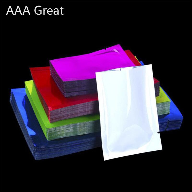 100Pcs/Lot Flat Open Top Aluminum Foil Bag Vacuum Heat Seal Packaging Pouches Food Coffee Tea Mylar Foil Bag Colorful Storage-Black