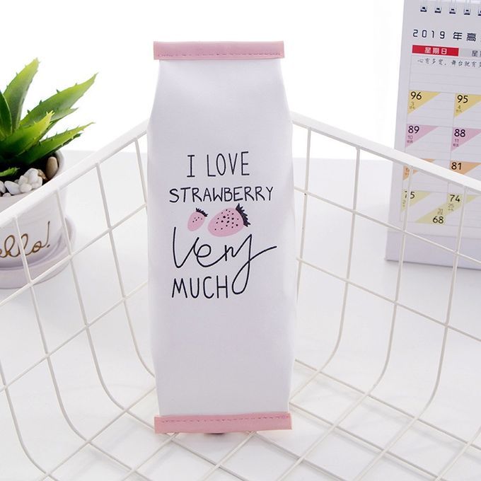 3 PCS Creative Pomegranate Strawberry Shape School Pencil Case Cute Pu Leather Pencil Bag School Supplies Stationery Storage Box-Small Strawberry