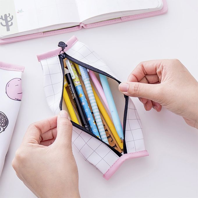 3 PCS Creative Pomegranate Strawberry Shape School Pencil Case Cute Pu Leather Pencil Bag School Supplies Stationery Storage Box-Small Strawberry