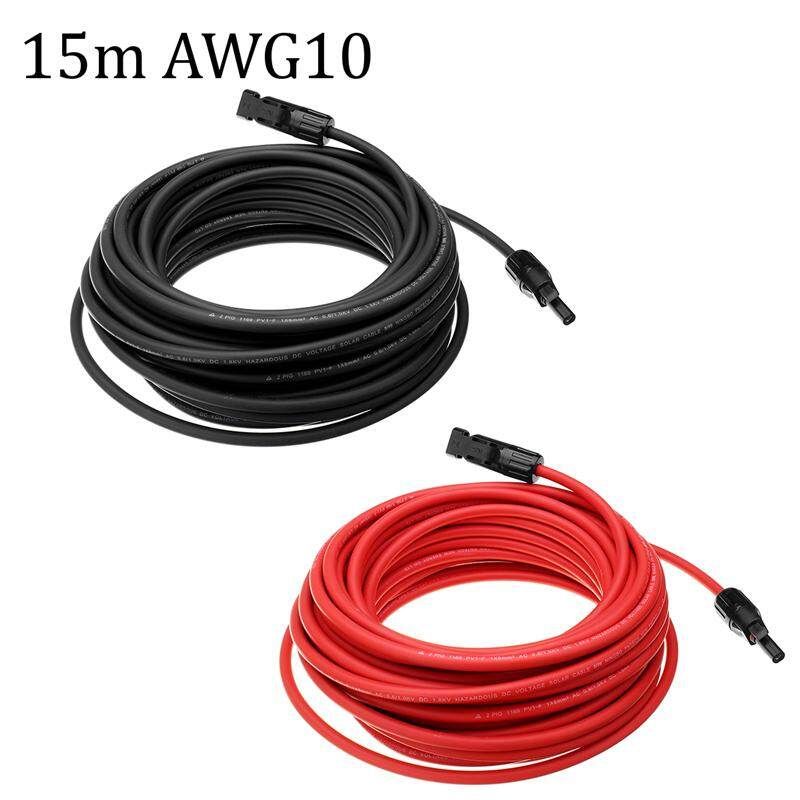 15m Long Solar Panel Extension Cable Wire MC4 Connector 10 AWG Gules