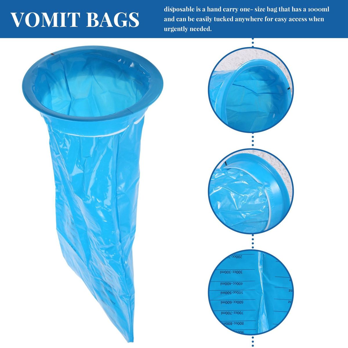 20Pcs Disposable Vomit Bags , Emesis Bags, Aircraft & Car