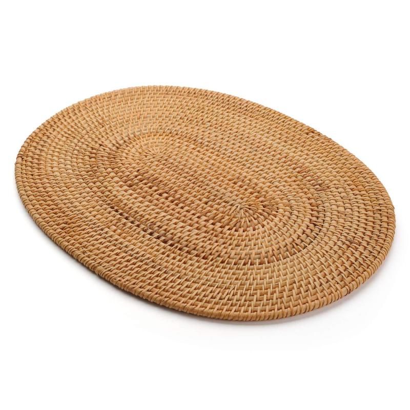 Rattan Woven Placemats Oval Non-Slip Heat Resistant Place Ma