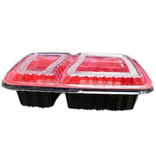 50 Pieces 2compartment Red Disposable Food Pack