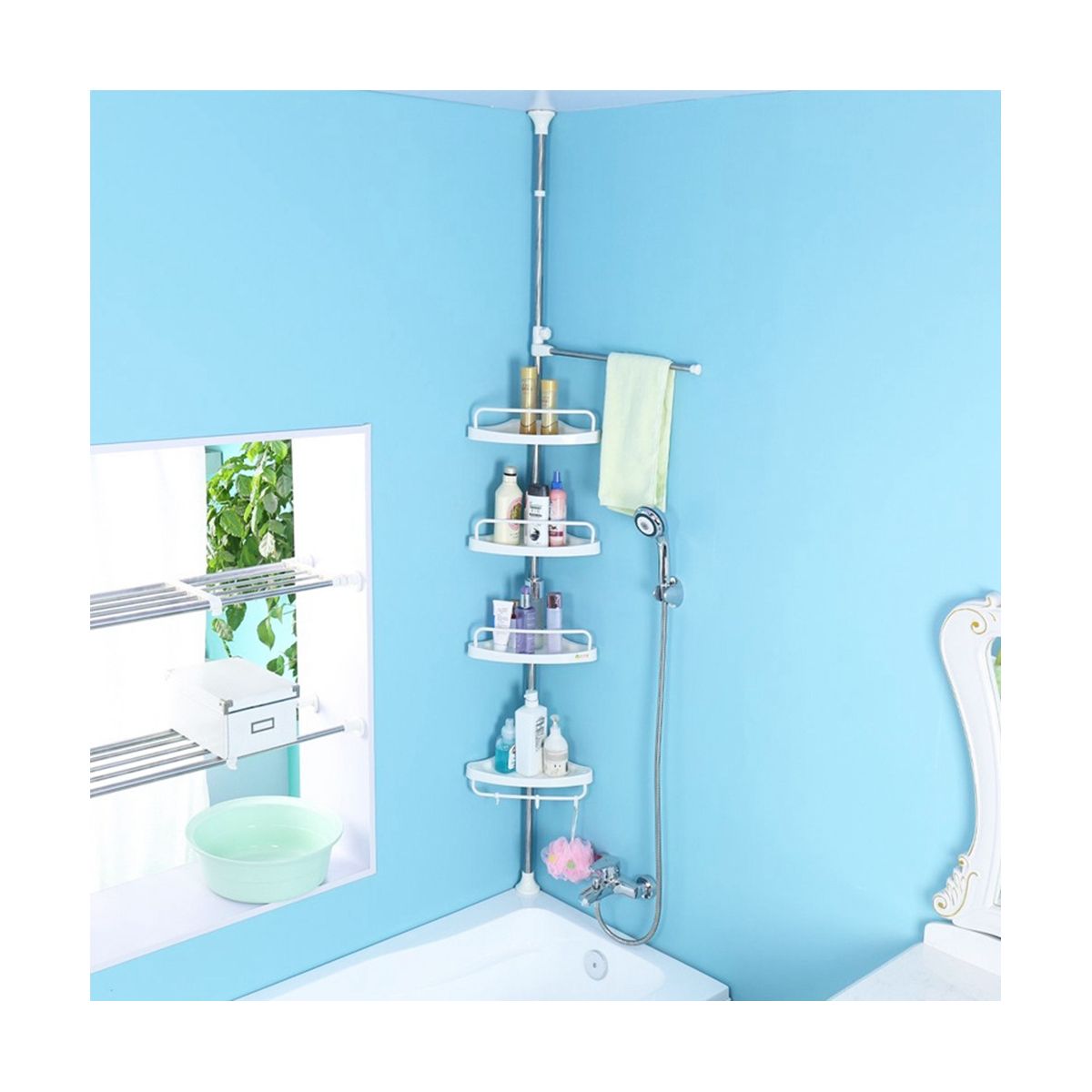 4 Tier Shower Organizer Shelf Corner Bathroom Organizer