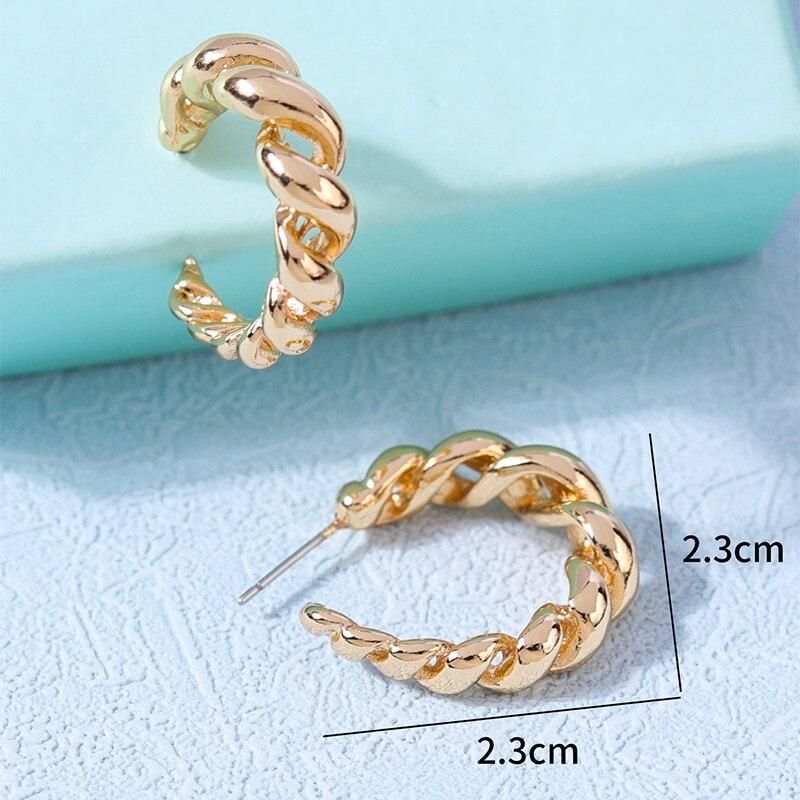 Fashion Distortion Interweave Twist Metal Circle Geometric Round Hoop Earrings for Women Accessories Retro Party Jewelry