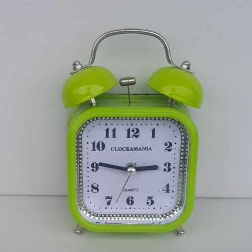 SQUARE Bell Alarm Clock - Lemon Green