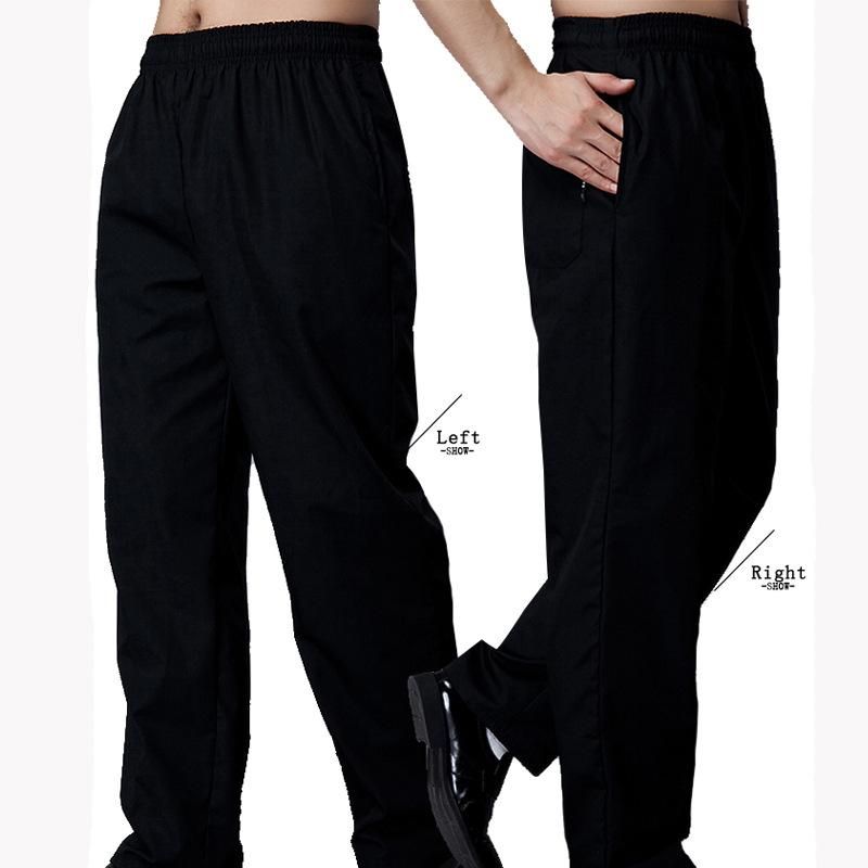 Supply Chef's Pants Black Full Trousers with an Elasticated Waist plus-Sized plus-Sized Size Rear Sticker Pocket Stain-Resistant Kitchen Work Pants
