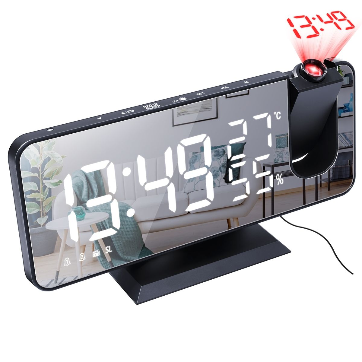 Projector Clock LED Digital Alarm Clock Table Electronic Clock With Projection FM Radio Time Bedroom Bedside Clock Home Decor