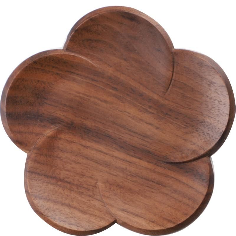Black Walnut Wood Coaster Flower Petal Cushion Kungfu Tea Cup Mat Home Resistant Drink Mat Coffee Cup Pad Table Decorative