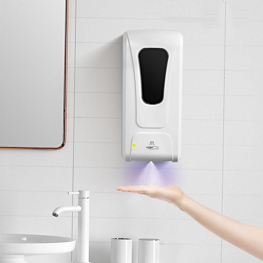 Fengjie Bathroom Touchless Cleaning Liquid Dispenser Machine Wall-mounted Fine Mist Spray Hand Hygiene Automatic Sensor UV Light Hand Cleaner Induction Sprayer Machine with UV Lamp 1000ML (Batteries not included)
