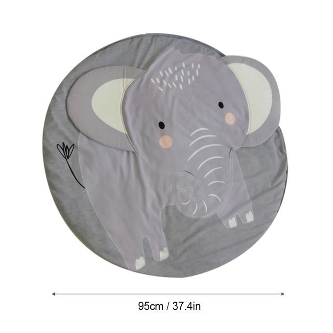 Kids Nursery Rug Elephant Shaped Play Mat Round Carpet