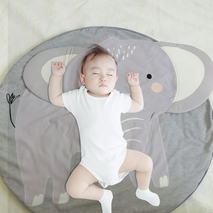 Kids Nursery Rug Elephant Shaped Play Mat Round Carpet