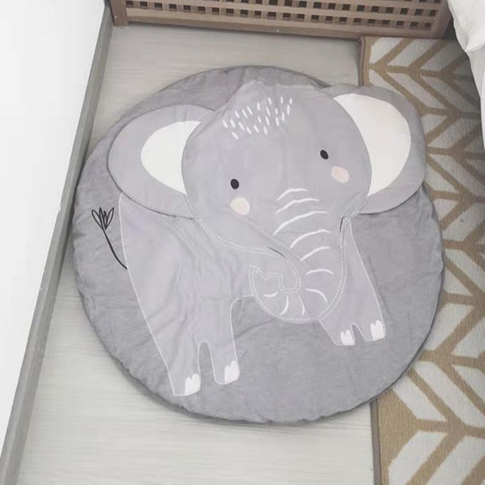 Kids Nursery Rug Elephant Shaped Play Mat Round Carpet