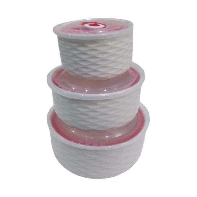 Porcelain White Microwave 3 Piece Bowls