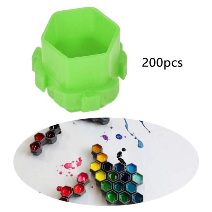 200Pcs Small Plastic Honeycomb Pigment Holder Container Tattoo Green