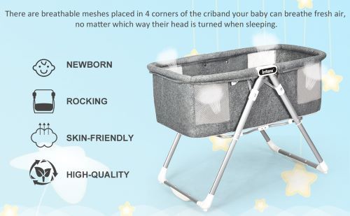 2 In 1 Baby Bedside Sleeper/ Bassinet, Grey