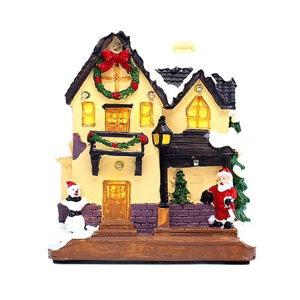 Light Up Christmas Houses Village Home Desktop Decor Statue House Tree Snow Country Christmas Story Decorations C