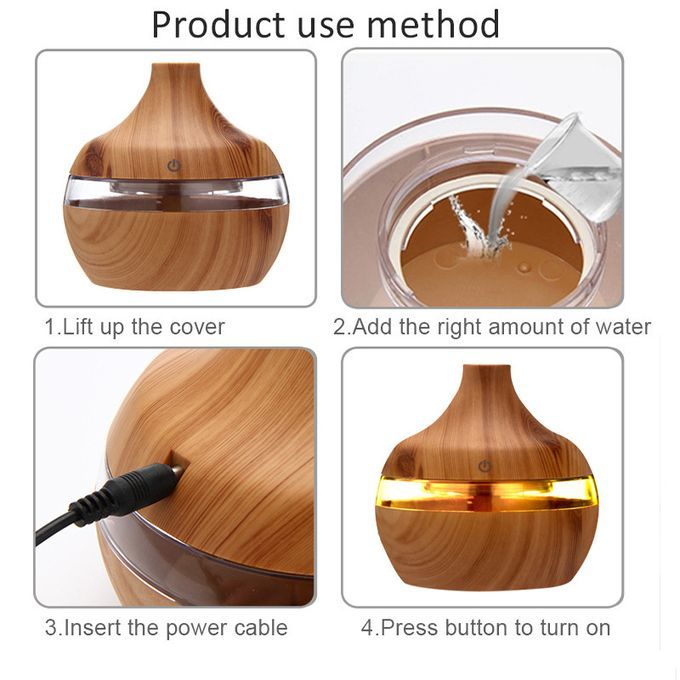 300ML USB Air Humidifier Electric Aroma Diffuser Mist Wood Oil Aromatherapy For Car Home Office