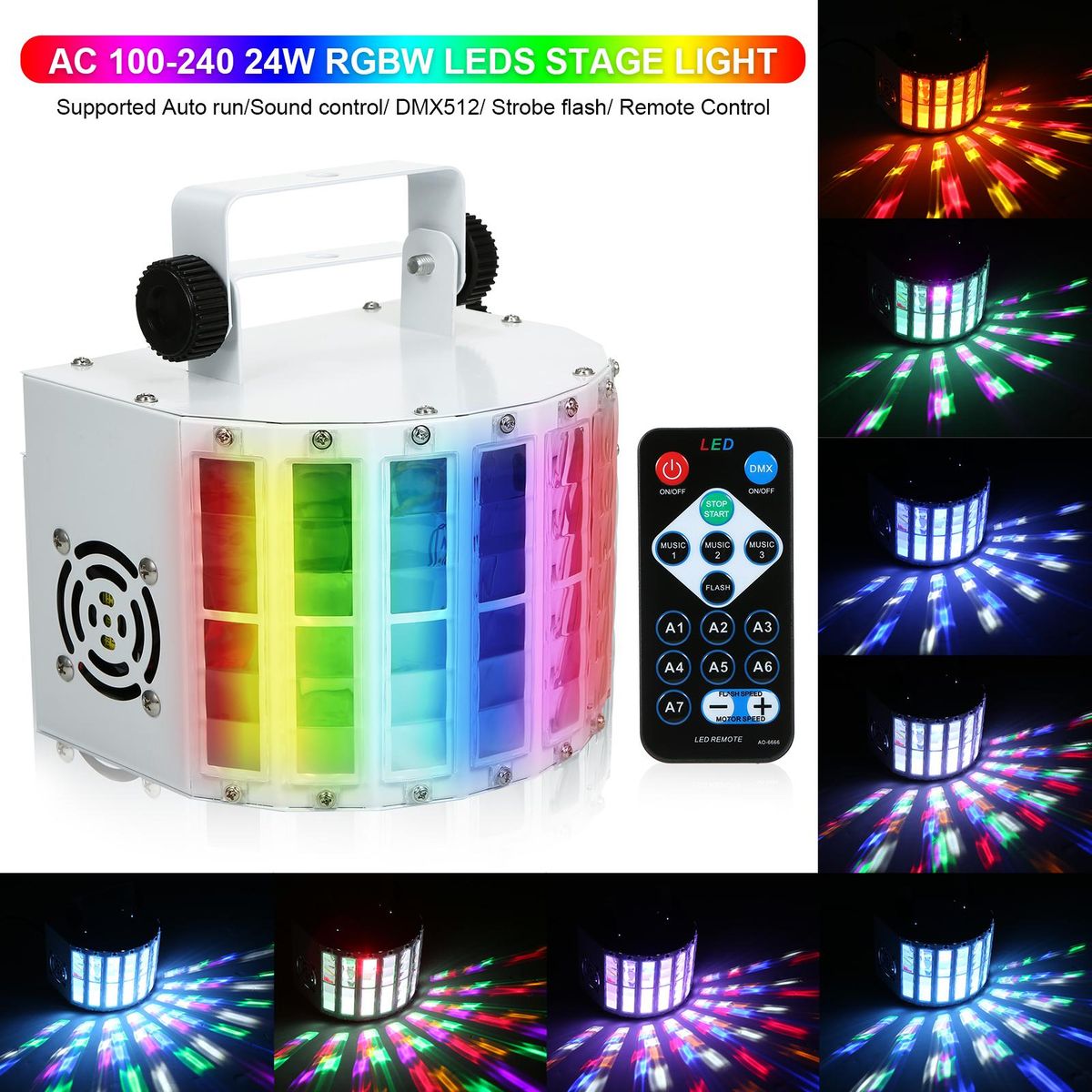 Neoglint 100-240 V 24W RGBW LEDs 7 Channel Dmx 512 Voice-activated Voice-control Automatic Control LEDs Projector DJ Home KTV Disco Stage Lighting Lights