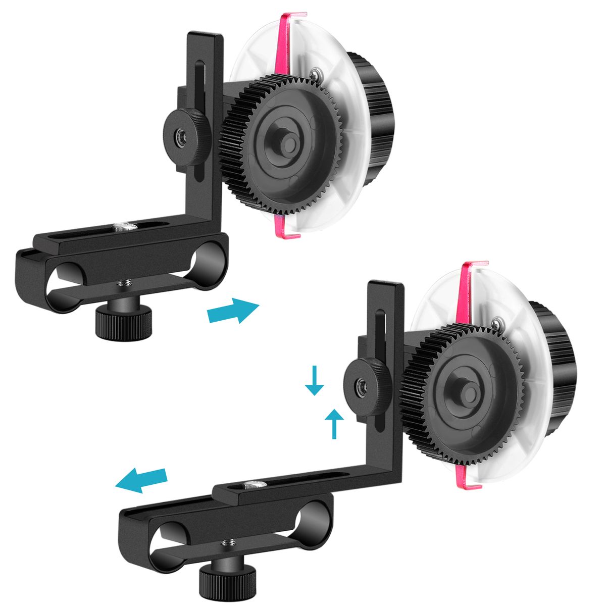 Follow Focus With Gear Ring Belt For Canon Nikon Sony And Other DSLR Camera Camcorder DV Video Fits 15mm Rod Film Making System,Shoulder Support,Stabilizer,Movie Rig(Red+Black)