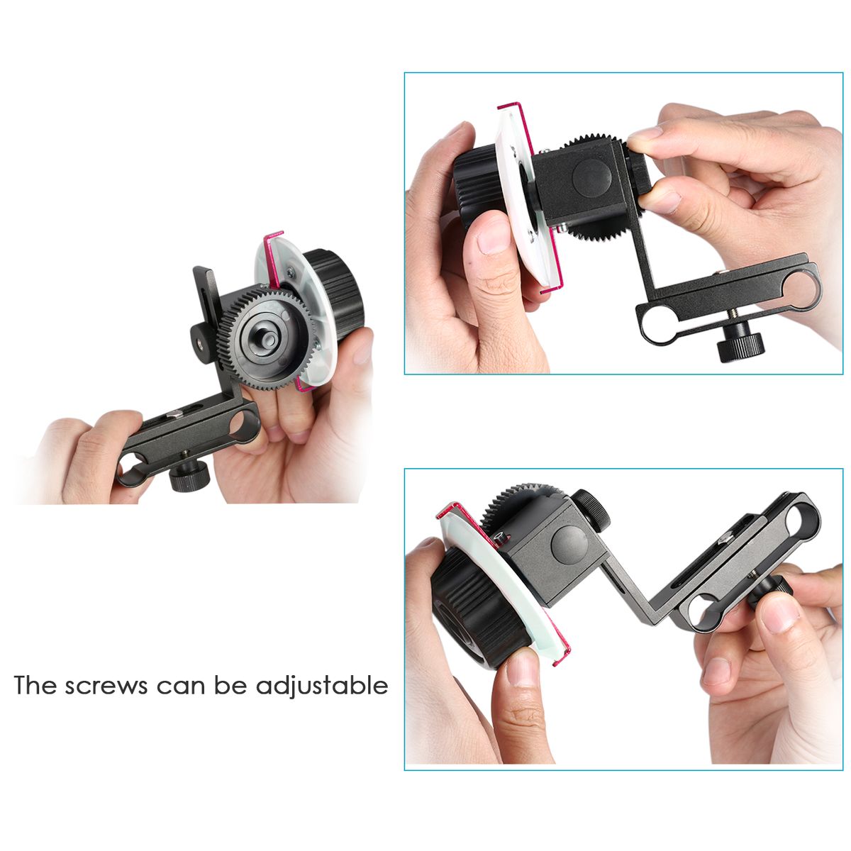 Follow Focus With Gear Ring Belt For Canon Nikon Sony And Other DSLR Camera Camcorder DV Video Fits 15mm Rod Film Making System,Shoulder Support,Stabilizer,Movie Rig(Red+Black)