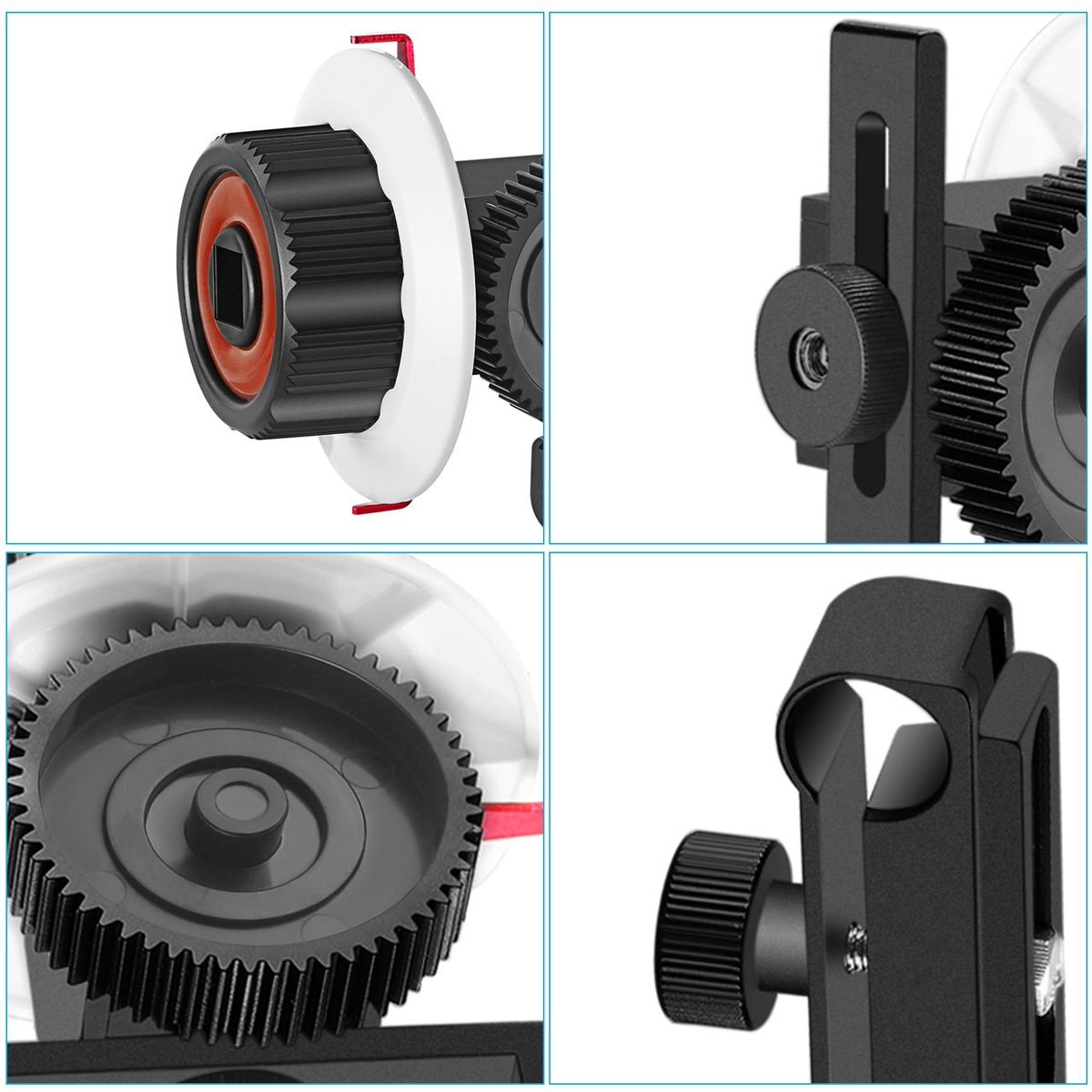 Follow Focus With Gear Ring Belt For Canon Nikon Sony And Other DSLR Camera Camcorder DV Video Fits 15mm Rod Film Making System,Shoulder Support,Stabilizer,Movie Rig(Red+Black)