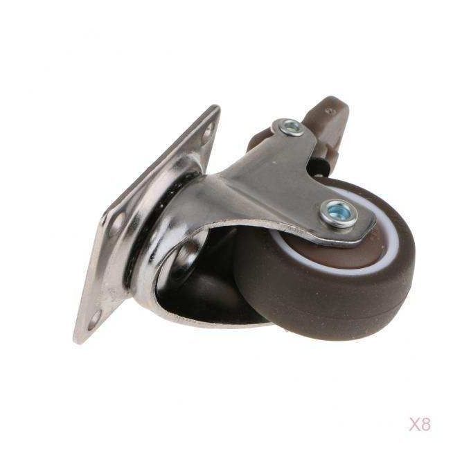 8xHeavy Duty 125 Rubber Base Swivel Castor Wheels Trolley Furniture
