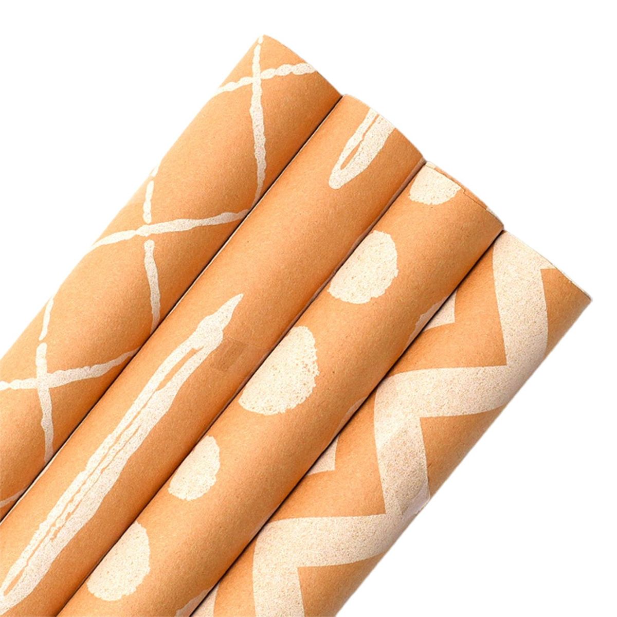 4-pack Eco-friendly Kraft Gift Wrap Set Exquisite Prints for Parties