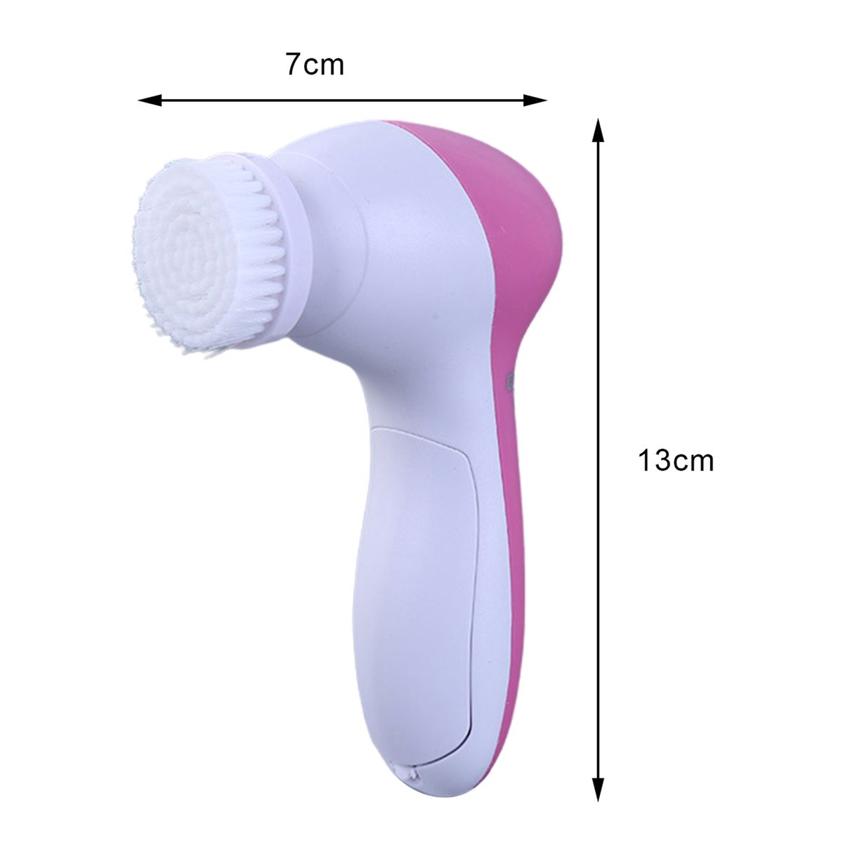 Facial Cleansing Brush Smooth Skin 5 In 1 Daily Supplies Face Scrubber With 5 Brush Heads For Salon-White Pink