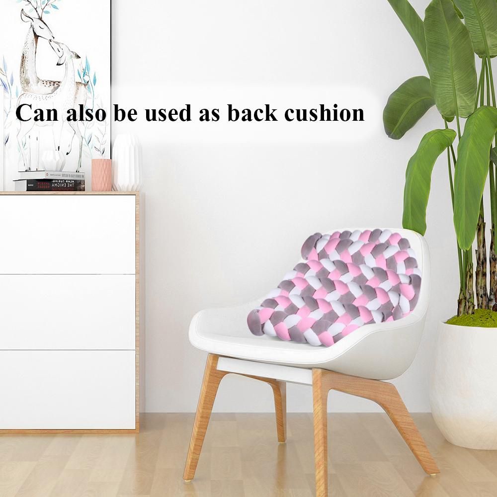 Baby Crib Bumper Knotted Braided Bumper Handmade Soft Knot Pillow Pad Cushion Nursery Cradle Decor Newborn Gift Crib Protector Cotton 75cm/29.5in- 3 Strands with Mixing Color