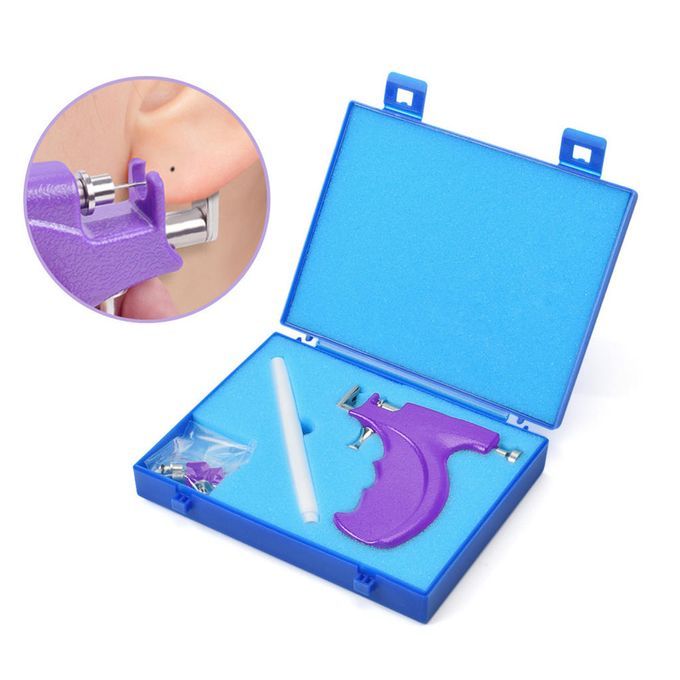 Ear  Tool Kit Stainless Steel Earring Pericings Gun Set Purple