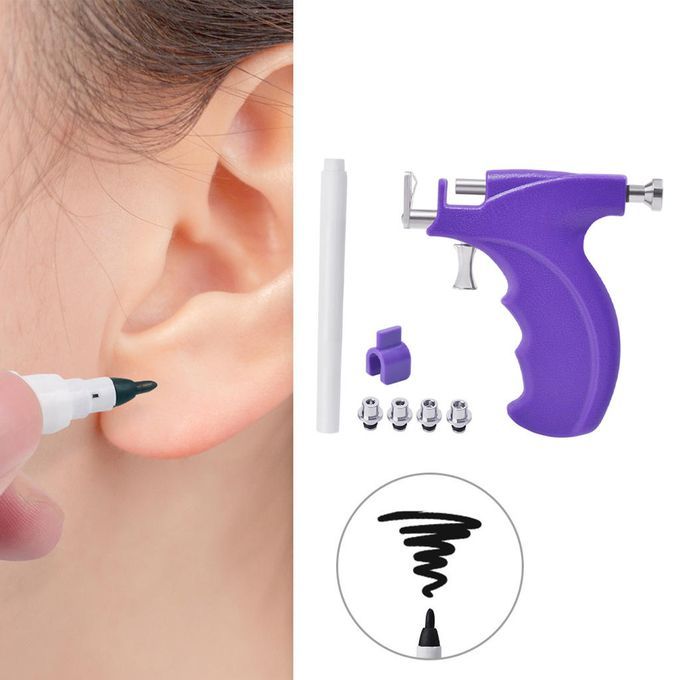 Ear  Tool Kit Stainless Steel Earring Pericings Gun Set Purple