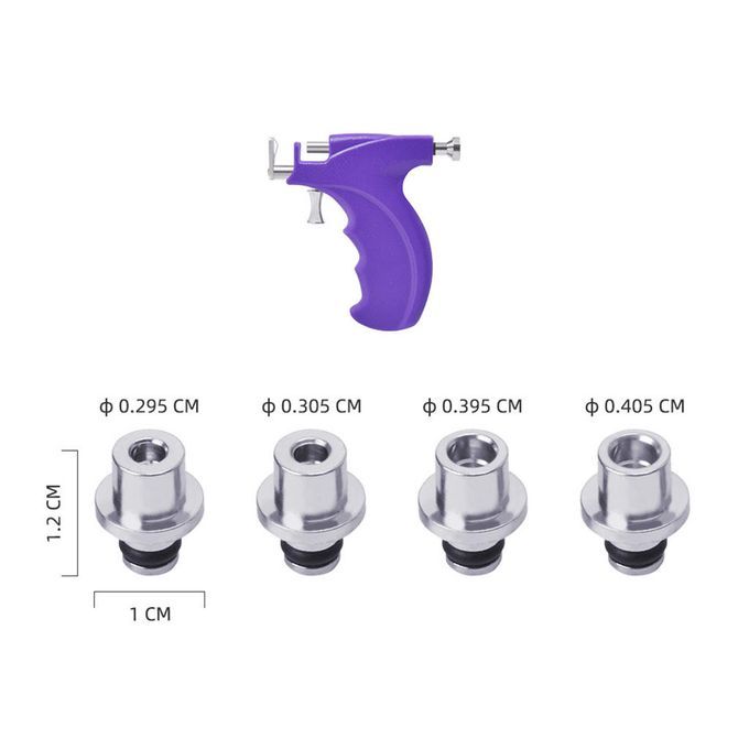 Ear  Tool Kit Stainless Steel Earring Pericings Gun Set Purple