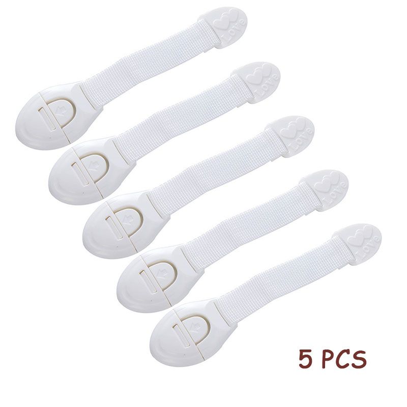 Door Drawers Refrigerator Toilet Safety Locks 5 PCS White