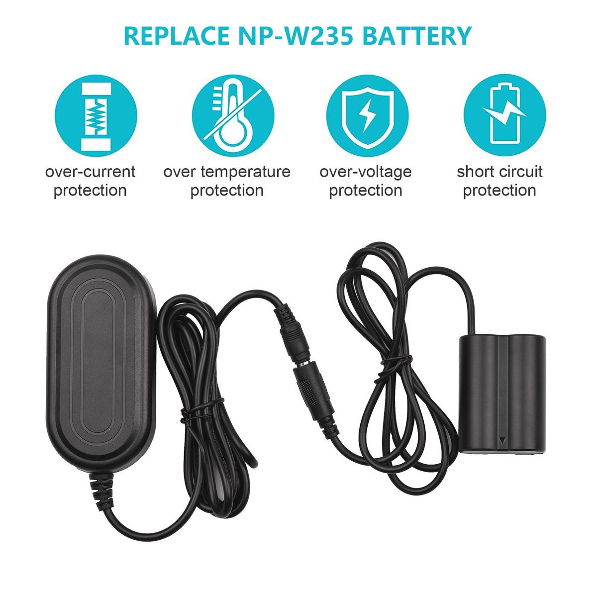 CP-W235 Dummy Battery DC Coupler Charger + 8V 3A AC Power Adapter Camera Power Supply with Power Plug Replacement for Fujifilm X-T4