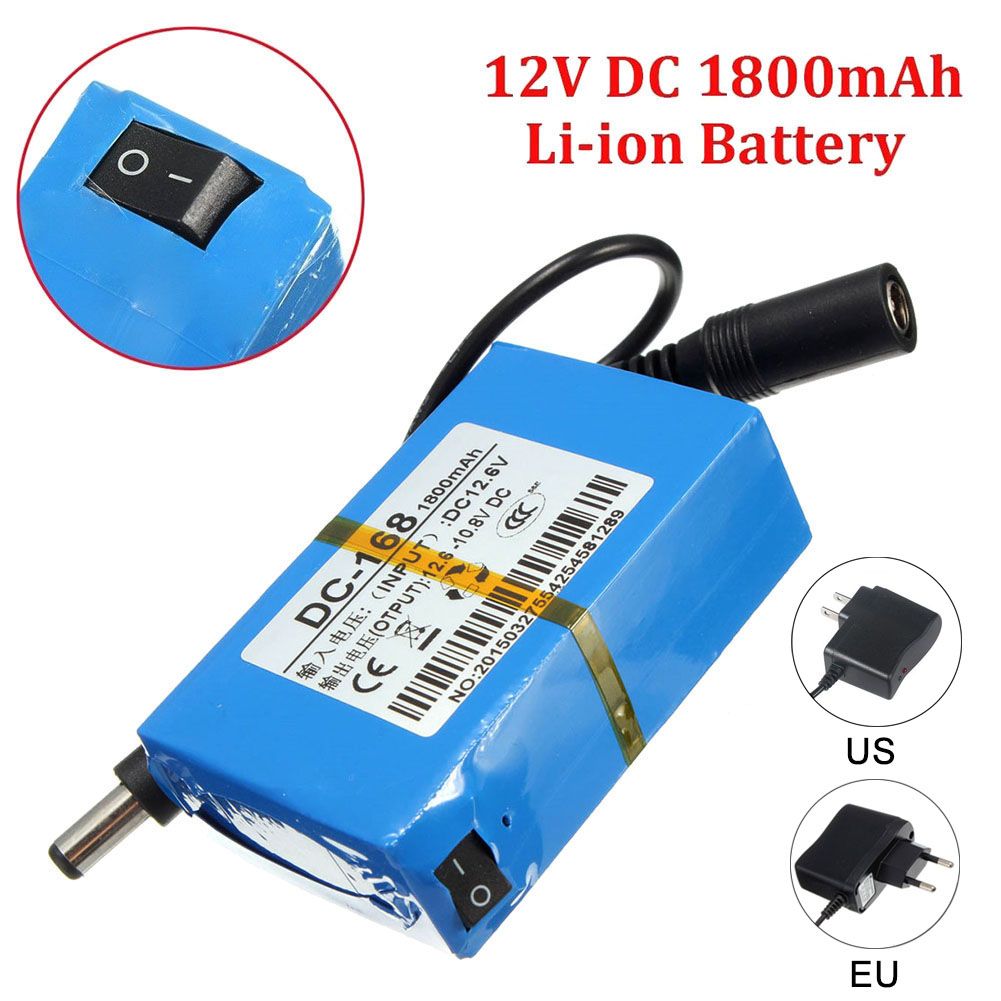Portable Mini DC-168 12V Rechargeable 1800mAh Li-ion Battery