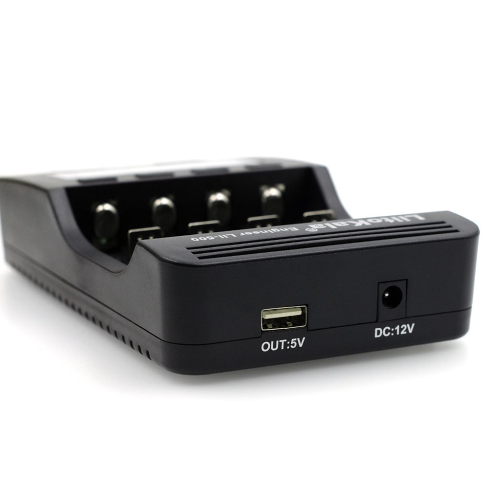 Lii-500 4 Slots Smart Intelligent Battery Charger For 3.7V Li-ion/ 1.2V Ni-MH Cylindrical 18650/26650/14500/21700/AA/AAA Rechargeable Battery LCD Display
