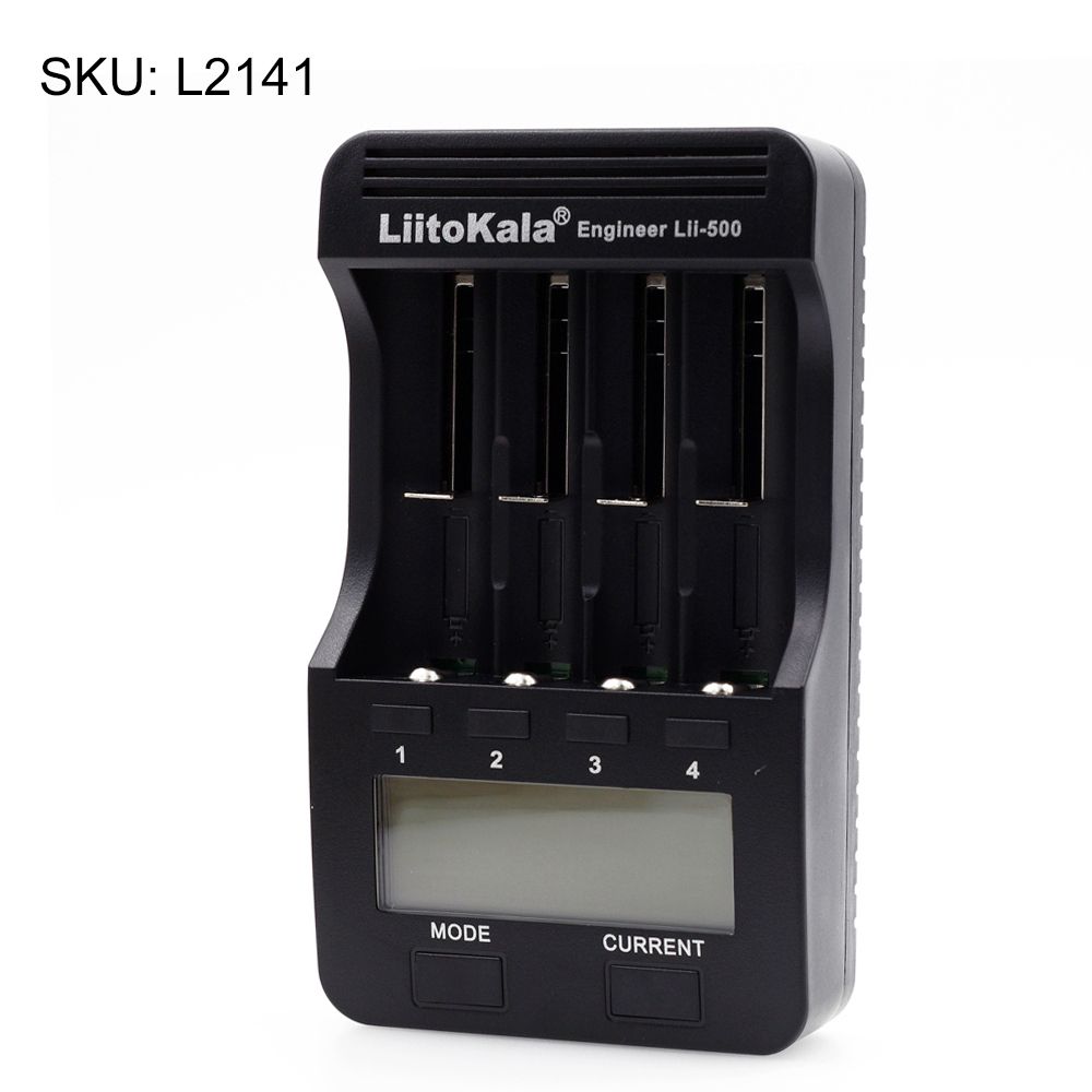 Lii-500 4 Slots Smart Intelligent Battery Charger For 3.7V Li-ion/ 1.2V Ni-MH Cylindrical 18650/26650/14500/21700/AA/AAA Rechargeable Battery LCD Display
