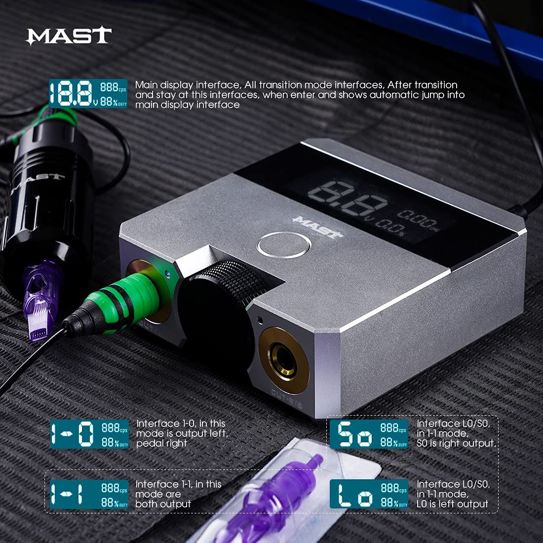 Mast Tattoo Power Supply Stable LCD Digital Tattoo Power Supply For Tattoo Machine