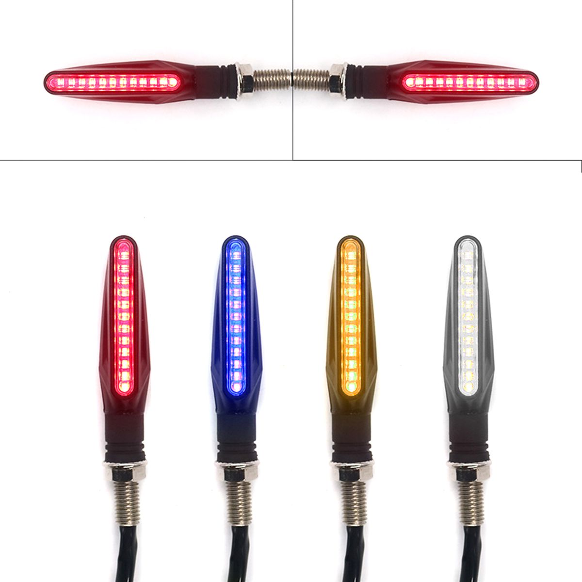 2Pcs Motorcycle LED Turn Signal Lights, Universal Running