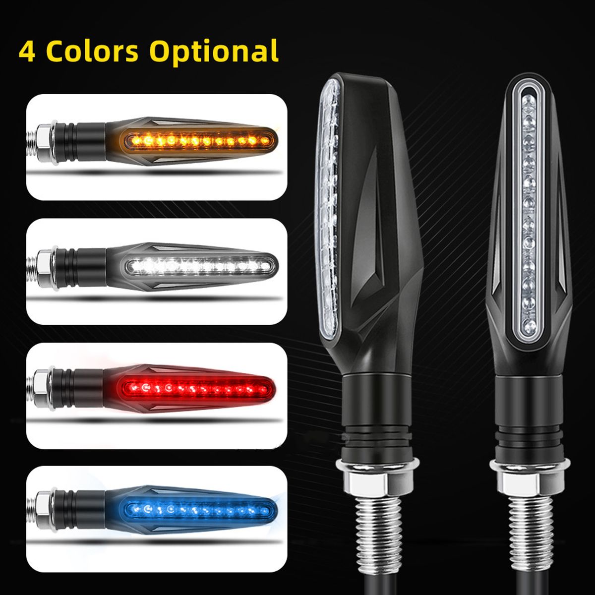 2Pcs Motorcycle LED Turn Signal Lights, Universal Running