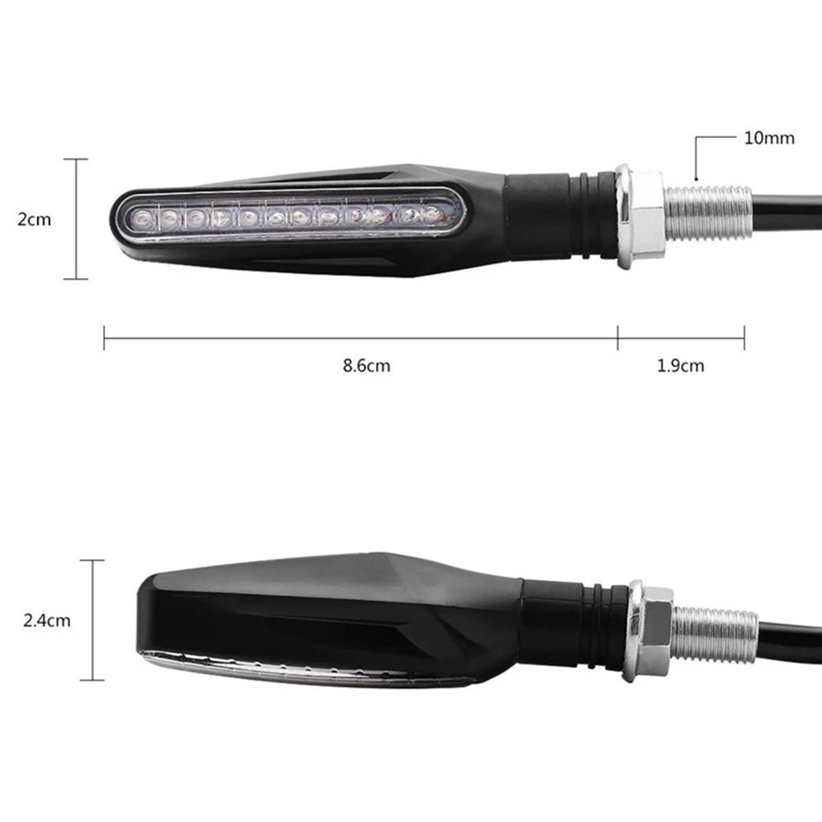 2Pcs Motorcycle LED Turn Signal Lights, Universal Running