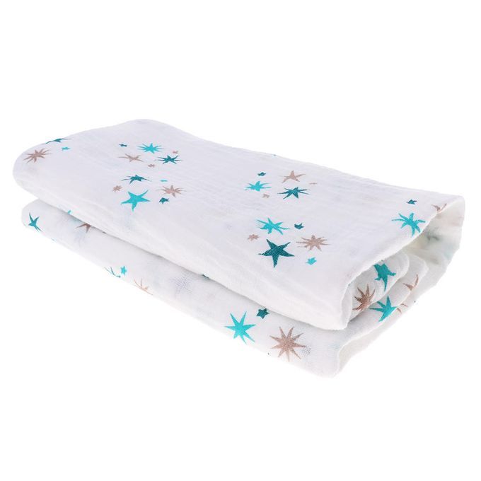 Soft Muslin Baby Swaddling Blanket Newborn Infant Cotton Blue Star