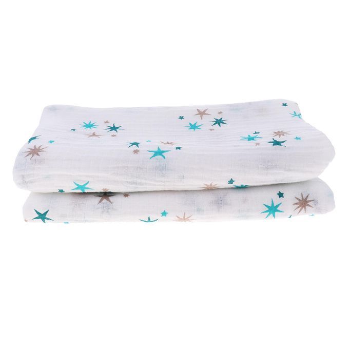 Soft Muslin Baby Swaddling Blanket Newborn Infant Cotton Blue Star